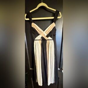 Midnight Velvet Black and Cream Dress
